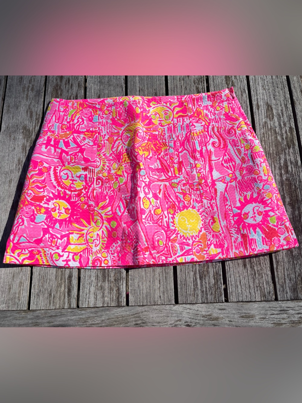 LILLY PULITZER. NWOT. COTTON SKORT. PINK /YELLOW SUNSHINE. SIZE 6